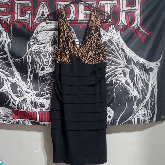 black and Animal Print Party dress - Picture 1 of 3